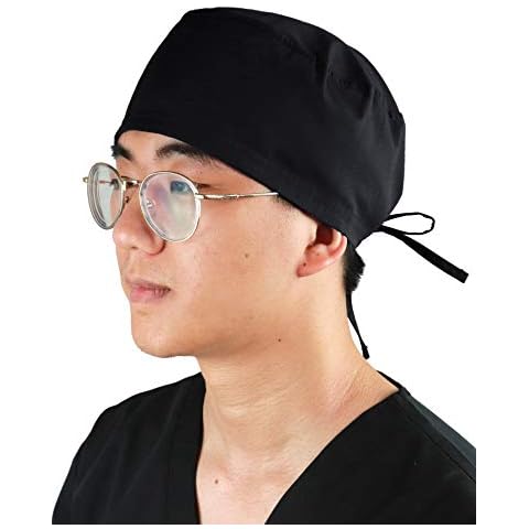 JONATHAN UNIFORM Black Scrub Cap Unisex Work Cap with Terry Sweatband in Black for Spa Beauty Elderly Carer(Black) Cover