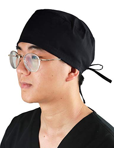 JONATHAN UNIFORM Unisex Sombrero Quirúrgico Médico Talla Unica Scrub Hat Cap Sombrero Jefe de Cirujano (Negro)