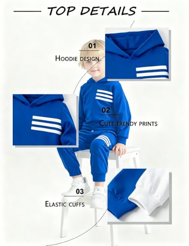 Image of Toddler Boy Clothes Long Sleeve Hoodie Sweatsuits Tops and Pants 2Pcs Boys Fall Winter Outfits Set