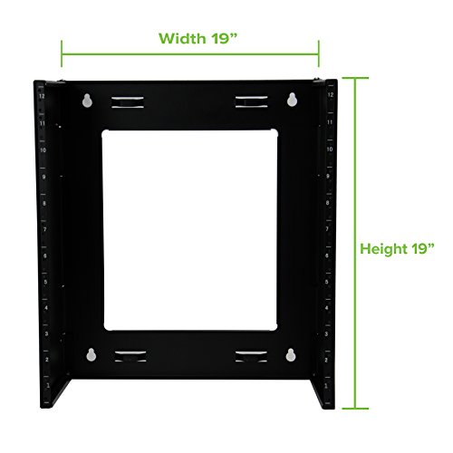 Image of NavePoint 12U Patch Panel Bracket Wall Mount Patch Panel Rack for 19 inch Networking Equipment - Expandable Mounting Depth 9.5 inch to 15.5 inch 4U IT Rack 40lbs Weight Capacity Pre-Assembled