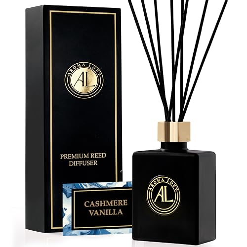 Reed Diffuser-Cashmere Vanilla Reed Diffusers for Home-5 oz.Oil Diffuser Sticks - Bathroom Diffuser Set-Scent Diffusers for Home- Oil Diffuser Reeds,-Scent Sticks in Oil-Office Smell Good Stuff
