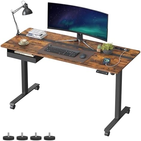 Bild 9 - VASAGLE Höhenverstellbarer Schreibtisch elektrisch, 60 x 140 x (72-120) cm, stufenlos verstellbar, Memory-Funktion mit 4 Höhen, wolkenweiß LSD174W01