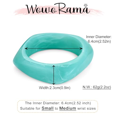 WOWORAMA Colorful Resin Acrylic Bangle Bracelets for Women Geometric Chunky Mottled Acetate Resin Bangles Wide Acrylic Plastic Bracelets Statement Jewelry