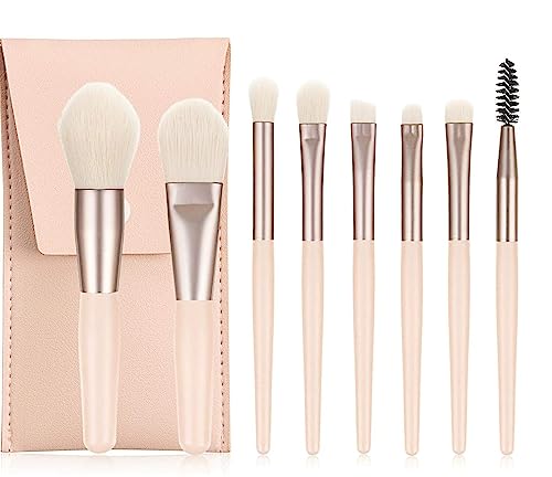 URBANMAC Makeup Brush Set 8PCS Mini With Storage (Ligth_peach)