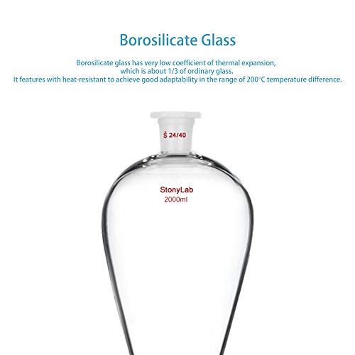 Separatory funnel 2000 ml StonyLab pour éviter les fuites d'extraction liquide