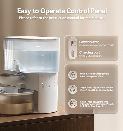 Wireless Cat Water Fountain No Filters, Wastewater Separation, FEELNEEDY Stainless Steel Bowl, 3.5L Pet Water Fountain for Cats & Dogs Dispenser, White - Image 8