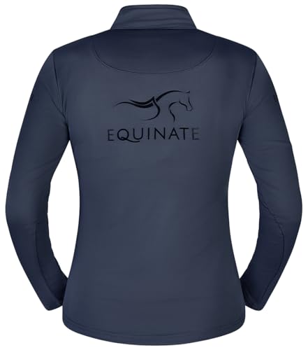 Equinate Damen Funktionsshirt Glide - leichtes Langarmshirt für Reitsport und Training - atmungsaktiv elastisch und angenehm weich auf der Haut XS Navy