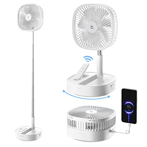 Image of Desk and Floor Fan, brocoon 12500 mAh Portable Folding Rechargeable Fan Adjustable Height 14.6 inch-40.2 inch, Automatic Oscillating Fan for Office Home Outdoor Camping Travel