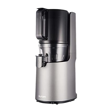 Hurom H-200 Electronic Juicer Machine - Self Feeding Slow Juicer w Big Mouth Hopper to Fit Whole Fruits & Vegetables All in 1 Easy Clean No Scrub BPA Free Easy Assembly - 200W (Grey)