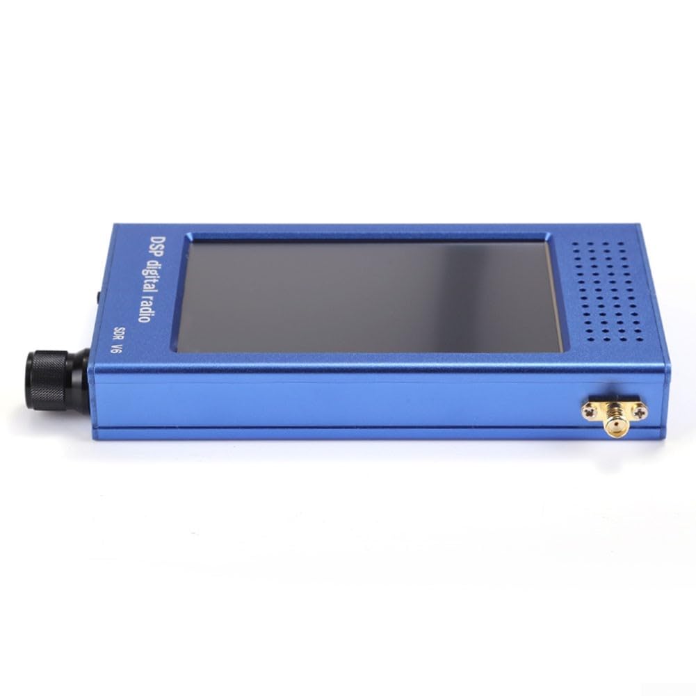 SDR-V6 Kurzwellenempfänger mit 4,3 Zoll Touchscreen, 100kHz-149MHz Vollband DSP-Radio, Aluminiumgehäuse, 3000mAh Akku für Amateurfunk und Flugband(Blue)