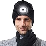 puntos luz pasillo  Meowtutu Gorro LED con luz recargable por USB, para hombres y mujeres, cálido gorro de punto, luz LED, recargable por USB, lámpara extraíble