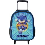 Mochila Rodinha Masculina Escolar Infantil Menino Reforçada Grande (Sonic)