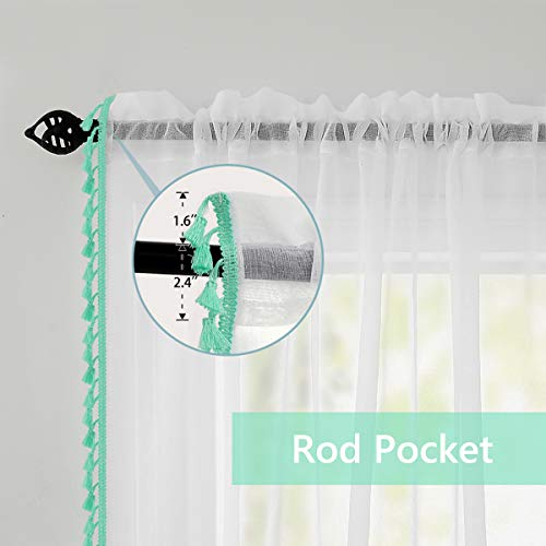 Naturoom Turquoise Curtains 45 Inch Length For Bedroom Pair Set Of 2 Panels Rod Pocket Window Drapes Beach Decor Airy Light Reducing Semi Sheer Weave Faux Linen Curtains For Kitchen 52X45 Inches Long #TOP3
