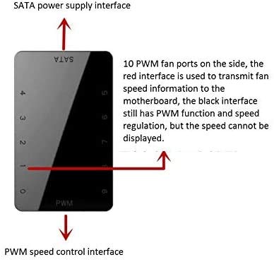 Miniatura 7 de MasterFan hub de 1 a 10 4 pines SATA PWM Fan Hub, adaptador de cable de ventilador de chasis, fuerte absorción de imán no es fácil de caer