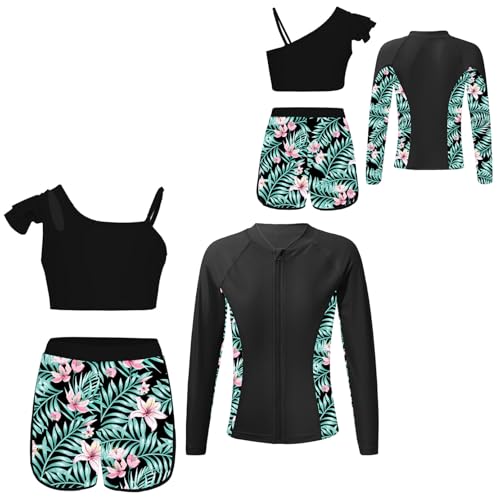 Costume de bain pour filles short ensemble tropical maillot 2 pièces