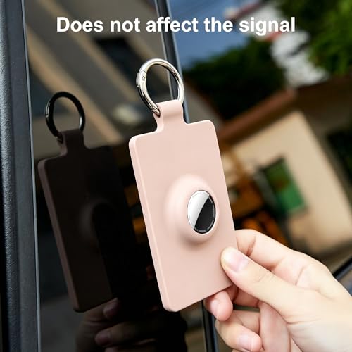Image of Card Holder for Tesla Keycard with AirTag Slot, Soft Silicone Key Card Protective Case Cover for Tesla Model 3 Y S X Cybertruck, Key Holder with Keychain Key Rings - 1 Pack,Light Pink