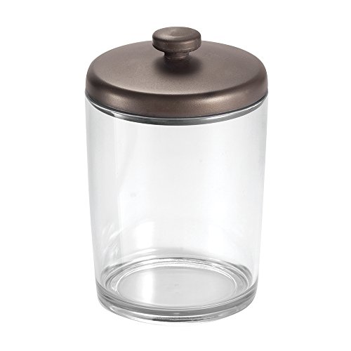 iDesign Gina Bathroom Vanity Canister Jar for Cotton Balls, Swabs, Cosmetic Pads - Clear/Bronze