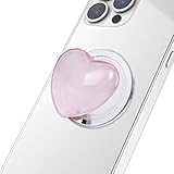 Swiftctrl Telefongriff mit Expandierendem Ständer und Magnetischer Fingerhalterung, Einziehbarer und Ausziehbarer Griff mit Liebe Herz Motiv für Smartphones und Tablets, rosa