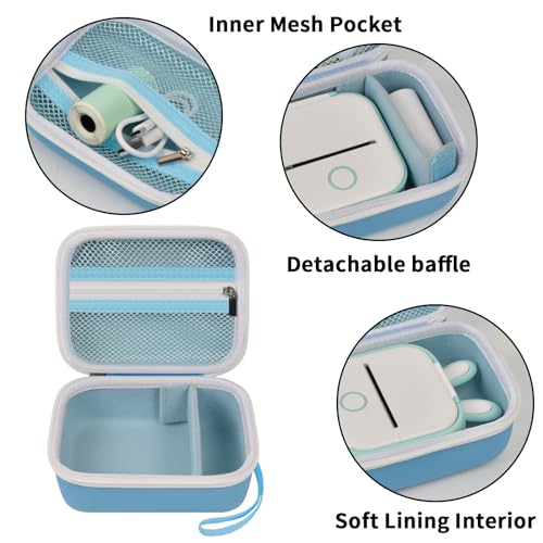Image of ANKHOH Label Maker Case for Memoking T02 / for Phomemo M02 / M02S / M02 Pro / Q30S / for Nelko PM230 / for Anycash /for Ponek Mini Pocket Printer, Portable Sticker Paper Storage Holder - Box Only (Blue)