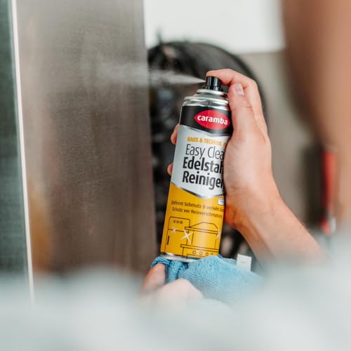 Caramba Easy Clean Edelstahl Reiniger, Reinigungs- und Pflegespray für Metalloberflächen, für Küche, Grill und Werkstatt, Löst Fett, Kalk und mehr, 250 ml
