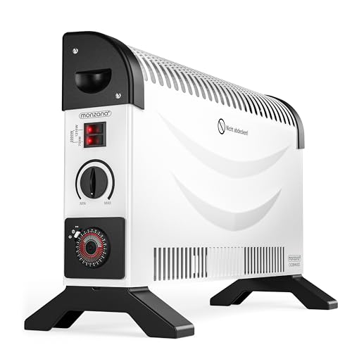 MONZANA® Convector Eléctrico, Radiador, Calefactor, 2000W, Estufa, Temporizador 24H, Calefaccion Silenciosa Termostato, 3 Niveles Potencia Aire Caliente
