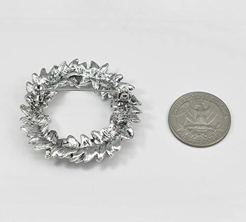 Gyn&Joy Vintage Inspired Christmas Holiday Spring Leaf Floral Wreath Pin Brooch With Crystal Rhinestones Bz164S #TOP5