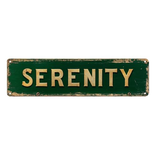 Bar Sign Bar Gifts Vintage Metal Wall Decor Sign"SERENITY" Street Sign Funny Man Cave Decor Accessories for Home, Bar, Bathroom, Bedroom Unique Retro Tin Signs for Outdoor 4 X 16 inches