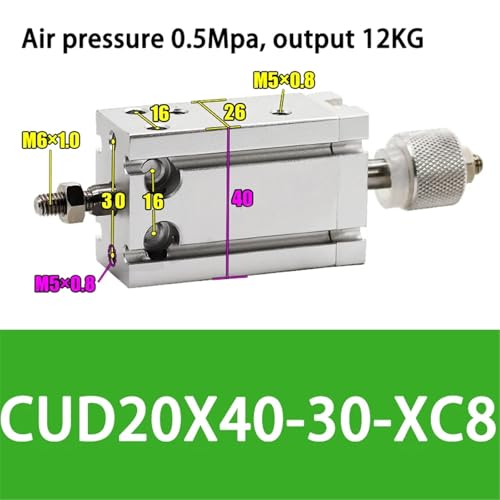 Vérin pneumatique double effet CDU à course réglable pour guidage précis - 3