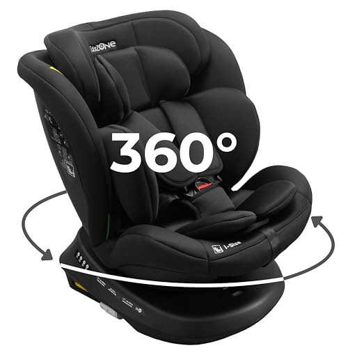 KidsZone Seggiolino Auto 0-36 kg Isofix i-Size, 40-150 cm - Seggiolino Auto Girevole 360 per Bambini Gruppo 0/1/2/3 - Top Tether, Reclinabile 5 posizioni, Regolabile in Altezza