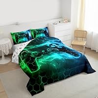 Feelyou Kids Boys Green Gamer Bedding Set Full Size — image 2