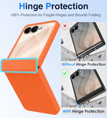 Image of STORMTAL Magnetic for Samsung Galaxy Z Flip 8 case, Hinge Protection, Built-in Screen Protector, Shockproof, Compatible with Magsafe, Rugged Phone Case for Z Flip 8 Orange
