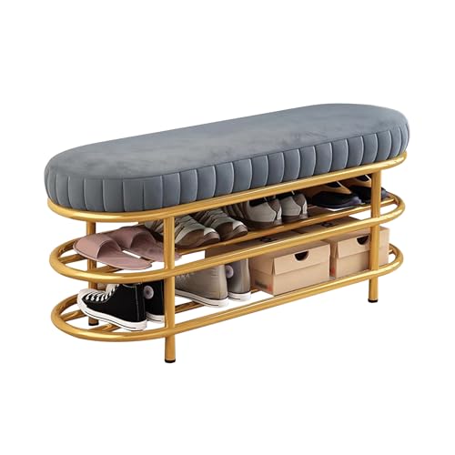Banc de rangement en velours avec range-chaussures - 2