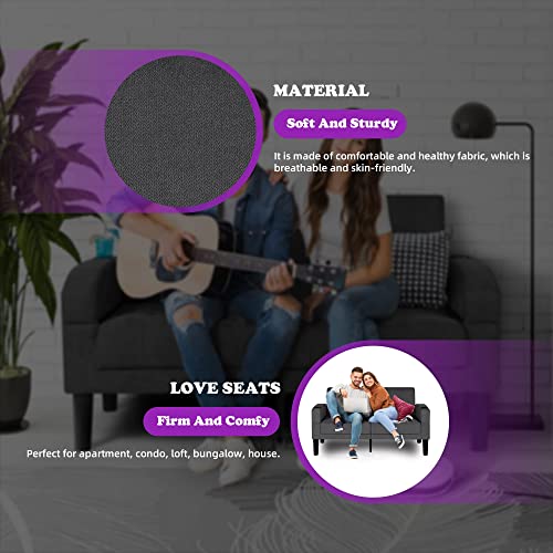 Tyboatle Linen Upholstered Modern Love Seats Sofa With 2 Usb, Fabric Loveseat Furniture W/Removable Armrests, 2 Cup Holders, Suitable For Compact Living Space, Apartment, Dorm (Dark Grey) #TOP7