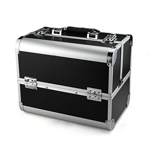 Preisvergleich Produktbild Glow Make-up Etui Kosmetikkoffer Schminkkoffer Friseurkoffer Schmuckkoffer; Schwaz (Plain)