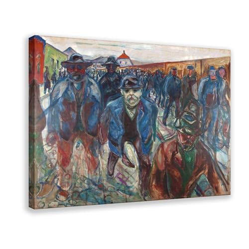 Toile Workers on Their Way Home Edvard Munch l'intensité de l'art dans votre bureau