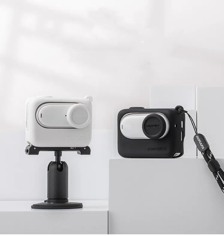 for Insta360 Go 3S Charging Compartment Silicone Cover+Lens Caps+Hanging Rope, Waterproof,Scratch-Resistant,Dirt-Resistant,Portable Vlogging Camera Lens Protection Accessories Set of 3 (White)