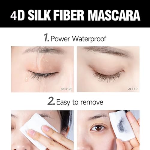 Mascara, 4D silk fiber mascara, extra-long thick mascara, waterproof, sweat-proof, non-smudging and lasting makeup all day (black) - Image 6