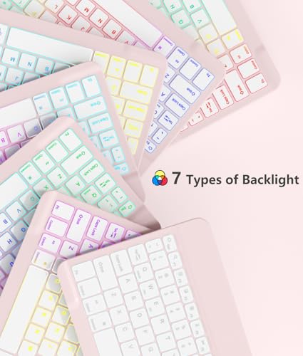 Image of Akkerds for iPad A16 Case with Keyboard - 7 Colors Backlit Keyboard for iPad 10th Generation /iPad Air 11 Inch - Wireless Folio Cover for iPad Air 10.9 Inch /iPad Pro 11 Inch 2022 /2021 /2020 (Pink)