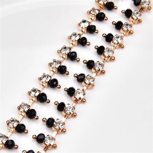 Chaîne en strass en cristal de 0,9 m avec base dorée pour couture - 5