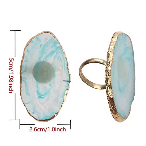 Sukpsy 2 Pcs Resin Stone Nail Art Palettes With Adjustable Finger Rings, Color Mixing Plate For Eyelash Extension Ring False Nail Tips Drawing Nail Color Palette Nail Art Equipment(Pink & Blue) #TOP4