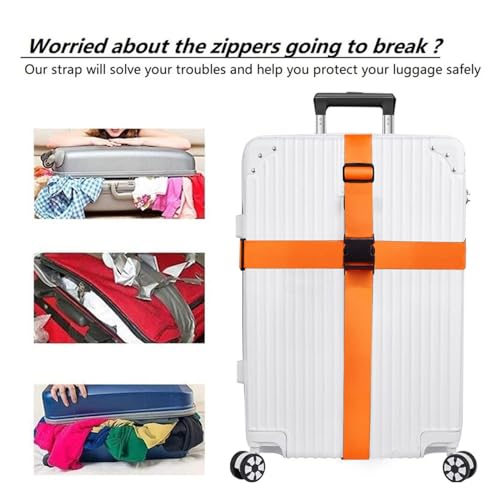 Image of Luggage Accessory Set 8 Pack Luggage Suitcase Wheels Cover & 2 Packsilicone Luggage Tag& 2 Pack Adjustable Suitcase Straps, Wheel caps and Straps fit Most Luggage(Orange)