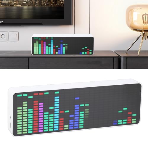 LED Spectrum Analyzer, RGB Colorful 1624 Segment Music Voice Rhythm Spectrum Display with 20 Dynamic 7 Colors, RGB Light Bar with 2 Connection Modes Voice Sensor Clock for Car - Image 5