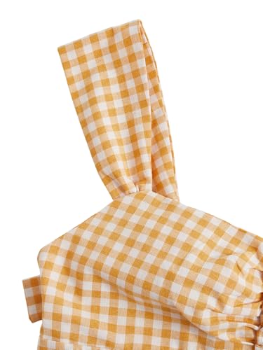 Image of Floerns Women's Plaid Ruched Bust Sleeveless Vintage Bowknot Pleated Short Dresses