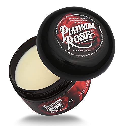 Platinum Rose Tattoo Butter for Before, During, and After the Tattoo Process - Advanced Organic Skin Care - Heals, Lubricates, Moisturizes and Repairs Skin 100% Natural and Organic Ingredients (4 oz)