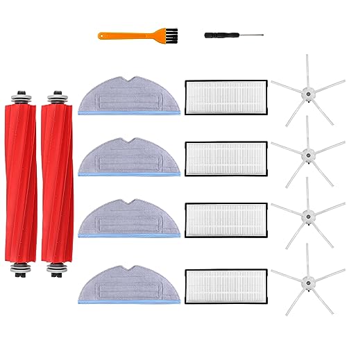 Accessoires pour Xiaomi Roborock S7/S7 plus/S7 MaxV/S7 MaxV ultra Aspirateur,Kit d'accessoires Pièces de Rechange avec 2 Brosse Principale,4 Serpillères,4 Filtres,4 Brosses Latérales pour Roborock S7