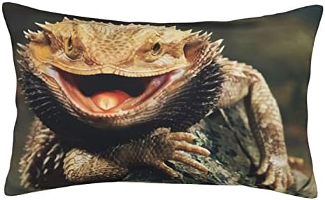 Pillowcase for Hair and Skin Bearded Dragon Lizards Super Soft Travel Pillow Case with Hidden Zipper Closure for Bed Cushion Cover for Sofa Bed Car Chair (14x20 in),Gifts for Women Men