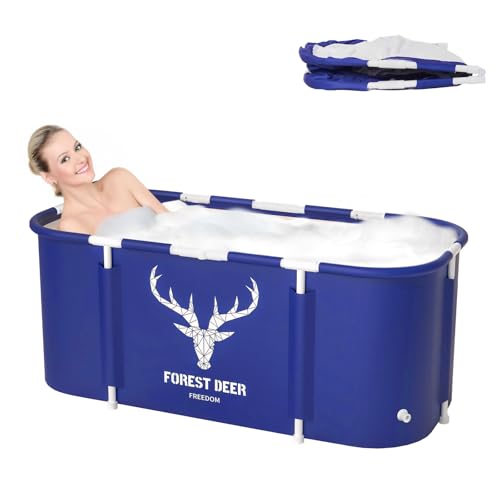 Sinbide Badewanne Zusammenklappbare Badewanne Ideale Familienbadewanne Gartenpool für Kinder Leicht zu montierender Toilettengurt Geeignet für Erwachsene und Kinder 115x60x50cm (LxBxH) (blau)