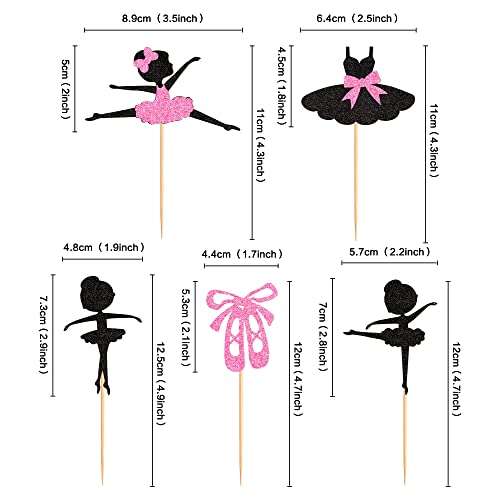 Ercadio 30 Pack Ballerina Tutu Cupcake Toppers Black Glitter Ballet Girl Cupcake Toppers Ballet Slipper Cupcake Picks For Ballerina Theme Baby Shower Birthday Party Cake Decoration Supplies #TOP1