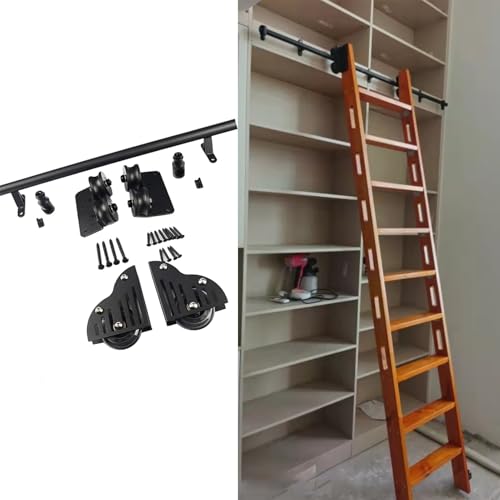 Kit de quincaillerie pour échelle coulissante de bibliothèque 366 cm rail mobile tube rond
