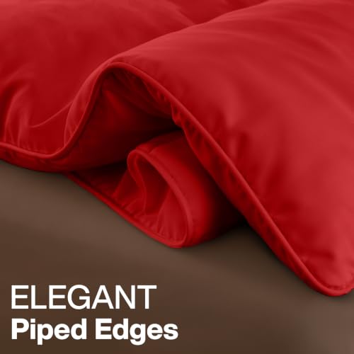 Image of Utopia Bedding Twin Comforter Duvet Insert, Quilted Red Comforter with Corner Tabs, Box Stitched Down Alternative Comforters Twin Size 64 x 88 inches